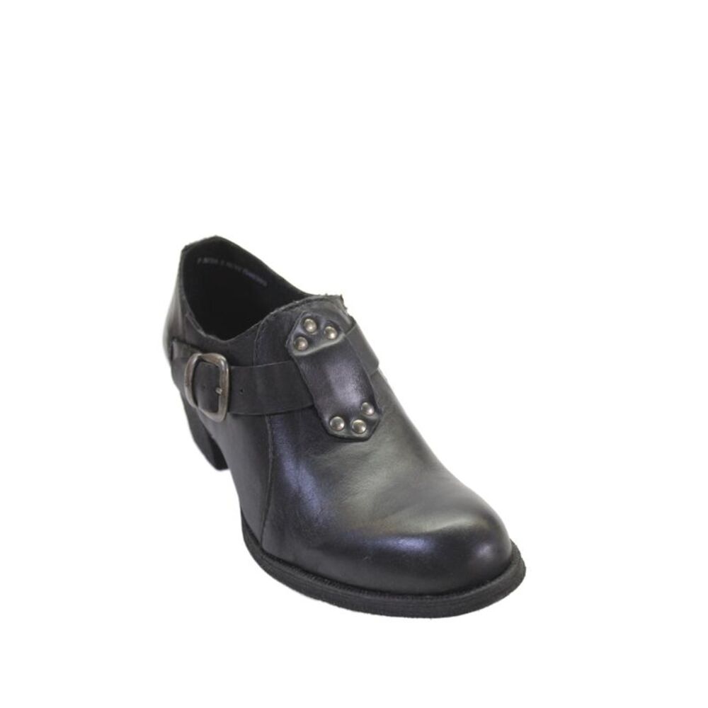 Born Womens Leather Slip On Block Heels Ankle Boots Black Size 7.5